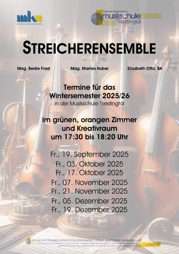 Streichensemble Termine Wintersemester 25-26
